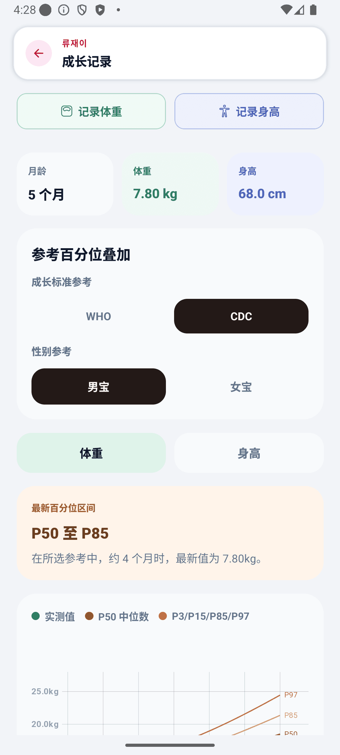 BabyDaily 首页界面 生长详情